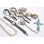 Mixed lot of jewellery to include a Smiths Empire wristwatch, a necklace, a brooch, and assorted