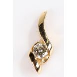 18 carat gold diamond set pendant, the swirl pendant with an approximate 0.3 carat