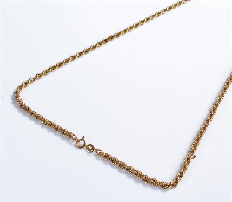 9 carat gold chain, of rope design, 9.1 grams