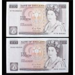Two UK Series D £10 banknotes (BE161C)