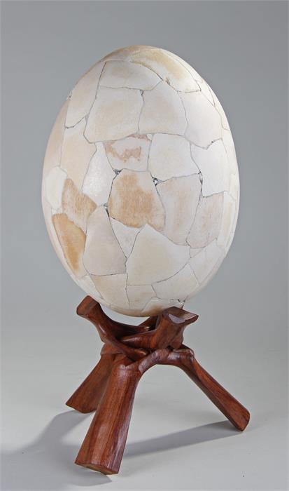 Giant Elephant bird egg (Aepyornis Maximus), made from the shards collected in Madagascar, raised on