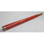 Early 19th Century telescope by Dollond, London, the painted wood case with brass draw telescope,