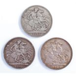 Victoria Crowns. 1889, 1890 and 1900, (3)