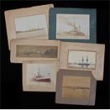Six naval photographs of British warships to include HMS Exmouth and HMS Onyz. Largest photograph