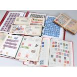 Ten stamp albums, to include Ceylon, Europe, Guernsey, Jersey, South East Asia, three