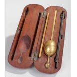 Dring & Fage customs officers hydrometer, the mahogany case housing the rule, thermometer and