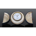 19th Century Vickery desk clock, the signed white dial with Arabic hours, subsidiary seconds to