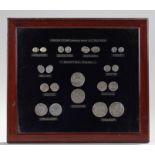 Framed impressions of coins to include Greek coins struck from BC700-250 and Scottish coins dating