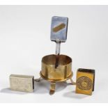 Trench art, to include a match box shell casing stand and two match boxes, (3)