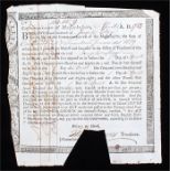 18th Century Commonwealth of Massachusetts war bond, dated 1793, for the sum of £114. 159d, 19cm