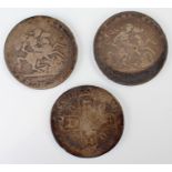 Three Crowns, to include a Charles II Crown and two George III Crowns, (3)