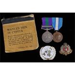 Suffolk Regiment pair, General Service medal 1918-62 with Cyrus clasp (23241960 PTE R.D. LANE.