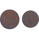 Hull Half Penny, 1791, Gulielmus Tertius Rex, together with Priest Field Furnaces 1811 One Penny, (