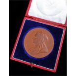 Queen Victoria jubilee medal, bronze, housed within the original red leather case 1837-1897