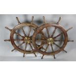 Two identical ship wheels, HMS Victory ships wheels from a replica of her Trafalgar double helm