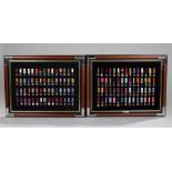 Two framed collections of replica miniature medals, spanning from the 18th to 20th Century,