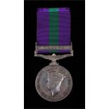 General Service medal, George V, 1918-62, Malaya bar, (21127735 PTE.N. COZENS R.A.O.C.)