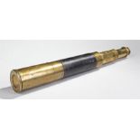 19th Century telescope, the two draw telescope with brass and leather body