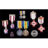 First World War pair, War and Victoria medals and miniatures (2.LIEUT L.H. WEST) together with