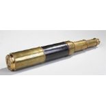 Harris & Co Day/Night telescope, the three draw signed telescope with brass and leather body