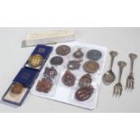 The Society of Miniature Rifle Clubs medals, to include fourteen medals and a pair of forks, (16)