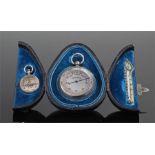 Victorian case silver barometer, compass and thermometer set, London 1899, the central compass