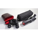 Cased Optus 96-12500 Spotting Scope, together with a pair of 10 x 50 Binoculars, cased, (2)