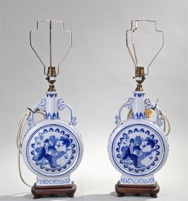 Pair of Hong Kong Oriental vase table lamps