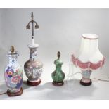 Four Oriental vase table lamps