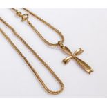 9 carat gold chain and cross, 7.1 grams