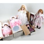 Six Alberon dolls. Four in original boxes