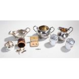 Ciro cz pearl earrings, along with a quantity of silver plated jugs, bowls, and assorted costume