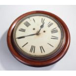 Mahogany wall clock, with a white painted dial and black Roman hours, case 41cm wide