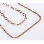 9 carat gold chains, two chains weighing a total of 7 grams, (2)