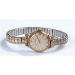 Movado ladies 9 carat gold wristwatch, the signed dial with Arabic Quarters and baton hours, case