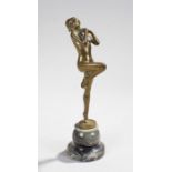 Austrian Art Nouveau bronze figure, of a female nude on a marble base, 19cm high