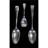 Silver spoons, to include a George III silver table spoon, London 1778, George II silver table