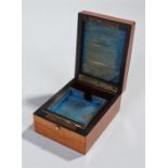 Victorian kingwood pocket watch case, the hinged lid with brass edge opening to reveal a velvet