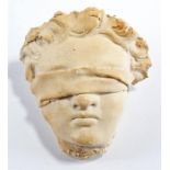 Plaster death mask, of a blindfolded man, 17cm high