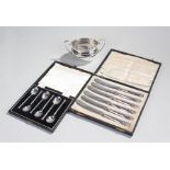 Silver objects, various dates and makers, to include silver cased coffee spoons, Birmingham 1963,