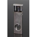 Silver cigar cutter, with an engine turned case, steel blade, 50mm high