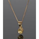 Yellow sapphire necklace, the pear cut yellow sapphire with 18 carat gold mount, attached to an 18