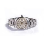 Rolex Oyster date stainless steel gentleman's wristwatch, the signed silvered dial with date