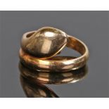 18 carat gold snake ring, in the form of a coiled snake, ring size I