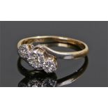 18 carat gold and diamond set ring, with three diamonds to the head, ring size O