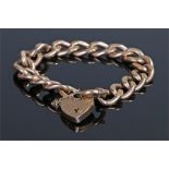 9 carat gold bracelet, the linked chain with padlock clasp, 45 grams, 19cm long