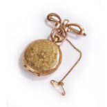 14 carat gold hunter pocket watch, the foliate decorated case with 9 carat gold brooch fitting,