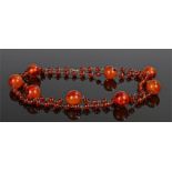 Amber style necklace, the larger beads at 21mm diameter with smaller beads in between, 109cm