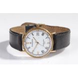 Sovereign 9 carat gold gentleman's wristwatch, the signed white dial with Roman hours and subsidiary
