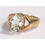 9 carat gold green amethyst ring, ring size N